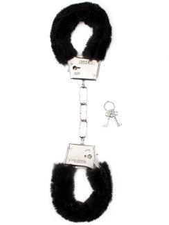 Pouta na ruce s kožíškem - černá (Shots Toys)