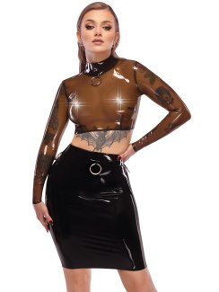 Latexový crop top s dlouhými rukávy (LATE X)