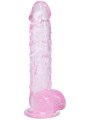 Růžové realistické dildo s varlaty a přísavkou RealRock 5"