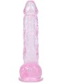 Růžové realistické dildo s varlaty a přísavkou RealRock 5"
