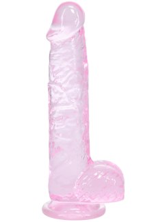Růžové realistické dildo s varlaty a přísavkou RealRock 5"