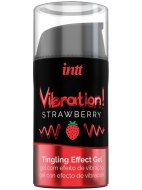 Stimulující gely a krémy pro kvalitnější sex: Stimulační gel Vibration! Strawberry - 15 ml (INTT)