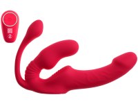 Samodržící strapony: Vibrační samodržící připínák s análním vajíčkem Triple Teaser RC (Strapless Strap-On)