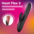 Rotační hřejivý vibrátor s králíčkem Heat Flex 3 (Satisfyer)