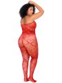 Síťovaný catsuit se srdíčky a kamínky - plus size (Mapalé)