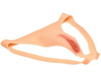 Doplňky k dámskému erotickému prádlu: Silikonové jocksy s vaginou Pussy Strap (XR Brands)
