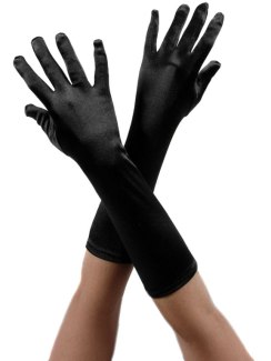 Černé saténové rukavice