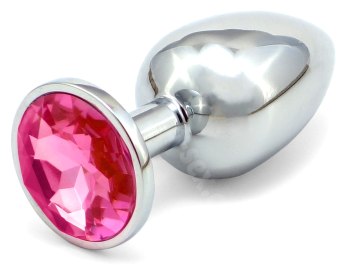 Kovový anální kolík - světle růžový krystal, malý