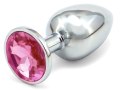 Kovový anální kolík s krystalem - světle růžový