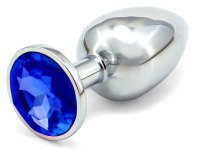 Anální kolíky s krystalem: Kovový anální kolík s krystalem - tmavě modrý