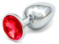 Kovový anální kolík s krystalem - červený