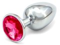 Kovový anální kolík s krystalem - tmavě růžový