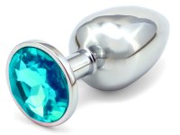Anální kolíky s krystalem: Kovový anální kolík s krystalem - světle modrý