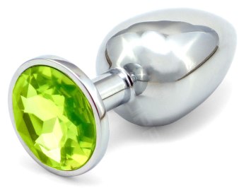 Kovový anální kolík - světle zelený krystal, malý