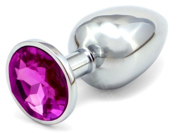 Kovový anální kolík - tmavě fialový krystal, malý