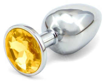 Kovový anální kolík - zlatý krystal, malý