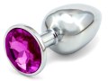 Kovový anální kolík s krystalem - tmavě fialový