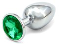 Kovový anální kolík s krystalem - tmavě zelený