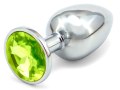 Kovový anální kolík s krystalem - světle zelený