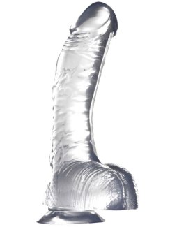Transparentní prohnuté dildo LUXY, 20 cm