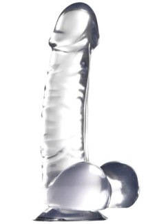 Transparentní prohnuté dildo LUXY, 18 cm