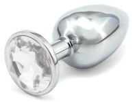 Anální kolíky s krystalem: Kovový anální kolík s krystalem - čirý