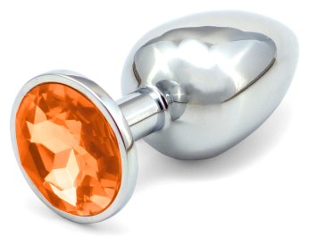 Kovový anální kolík s krystalem - oranžový