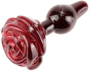 Skleněný anální kolík s růží ICICLES No. 76 (Pipedream)