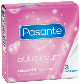Kondomy Pasante Bubblegum (sladká žvýkačka), 3 ks