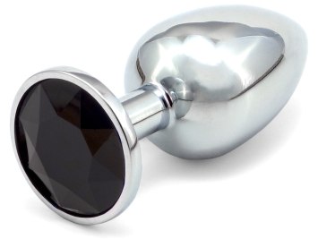 Malý kovový anální kolík s krystalem - černý