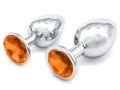 Malý kovový anální kolík s krystalem - oranžový