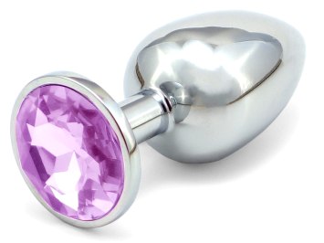 Malý kovový anální kolík s krystalem - světle fialový