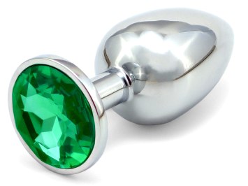 Malý kovový anální kolík s krystalem - tmavě zelený