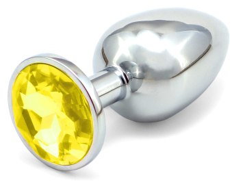 Malý kovový anální kolík s krystalem - žlutý