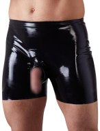 Pánské latexové oblečení: Latexové boxerky s otvorem na penis a kapsou na varlata